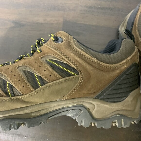 DENALI Mens Hiking Boots Leather 8.5 Trail Outdoor Brown Yellow Earth Tones Lace - Picture 3 of 12